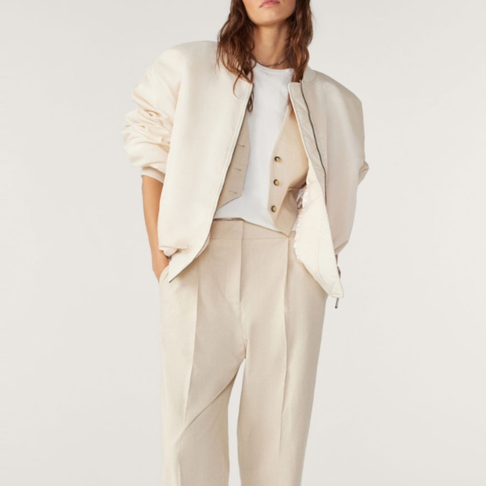 NWT Ba&sh Ivory Bomber Jacket - Picture 8 of 16